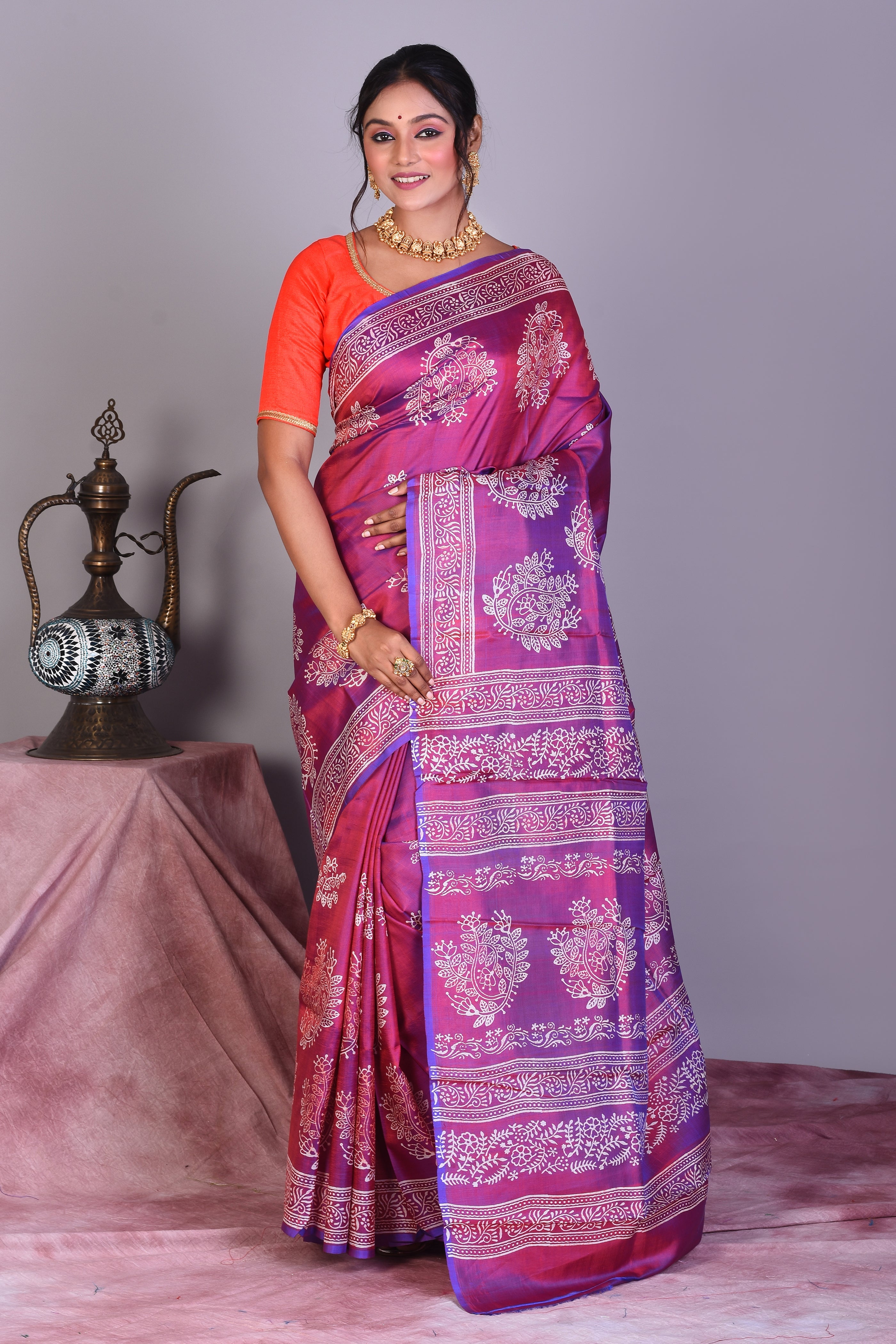 Purple Murshidabad Silk Saree - Keya Seth Exclusive