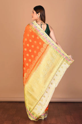 Orange Blended Art Silk Saree with Blouse Piece - Keya Seth Exclusive