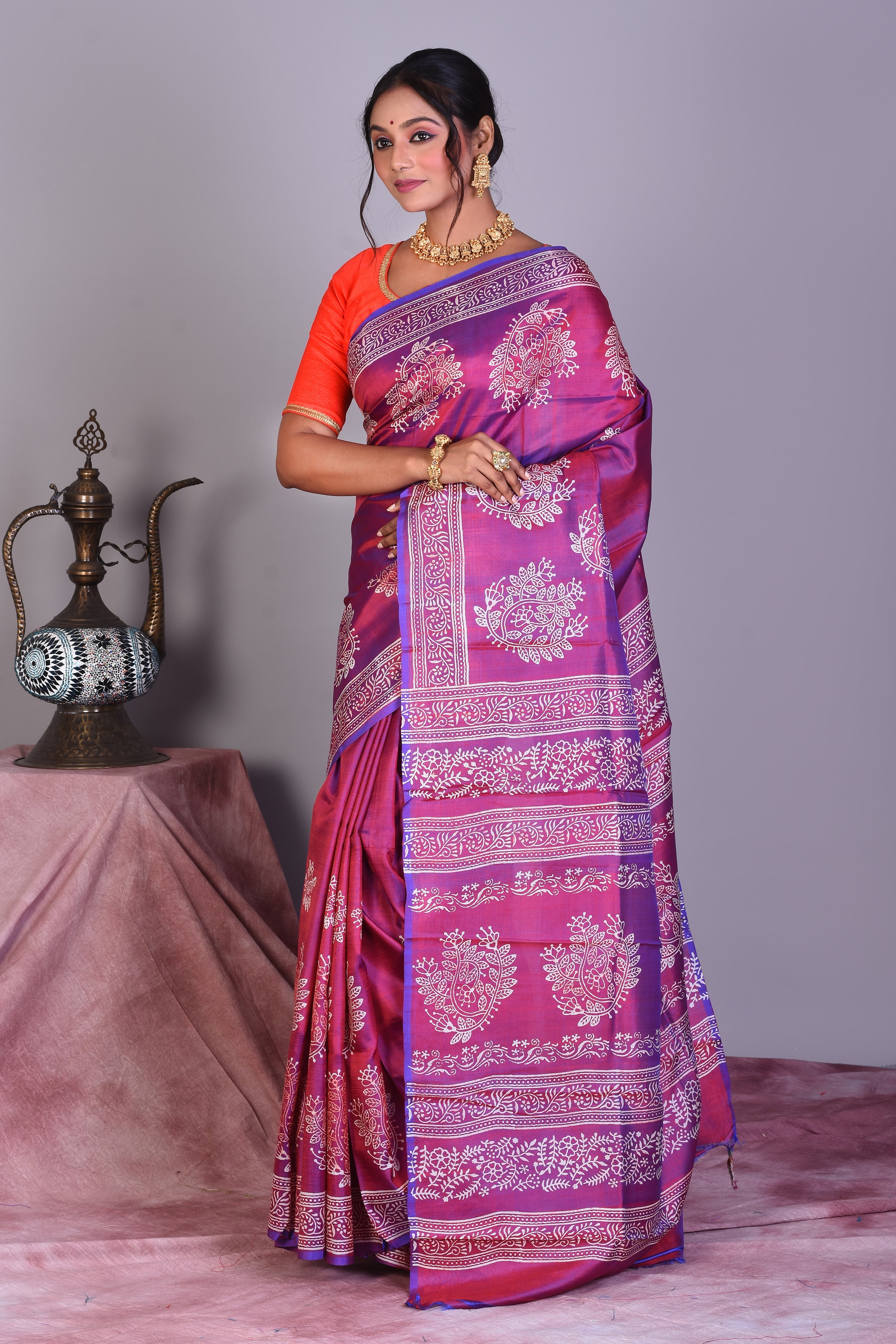 Purple Murshidabad Silk Saree - Keya Seth Exclusive