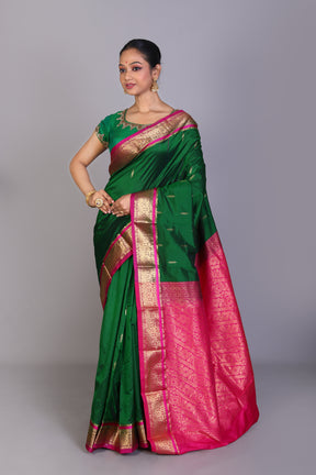 Bottle Green Blended Kanjivaram Saree - Keya Seth Exclusive
