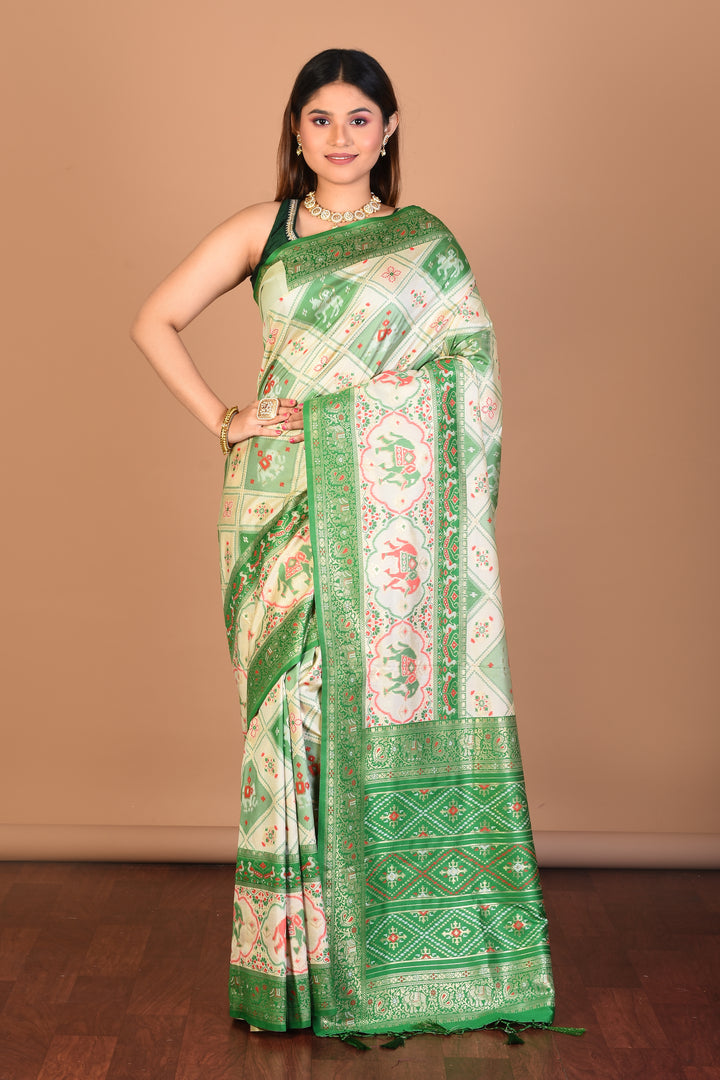 Light Blue Blended Ikkat Saree with Blouse Piece - Keya Seth Exclusive