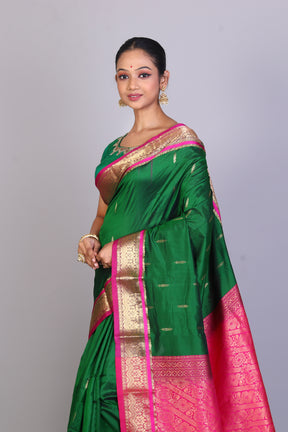 Bottle Green Blended Kanjivaram Saree - Keya Seth Exclusive