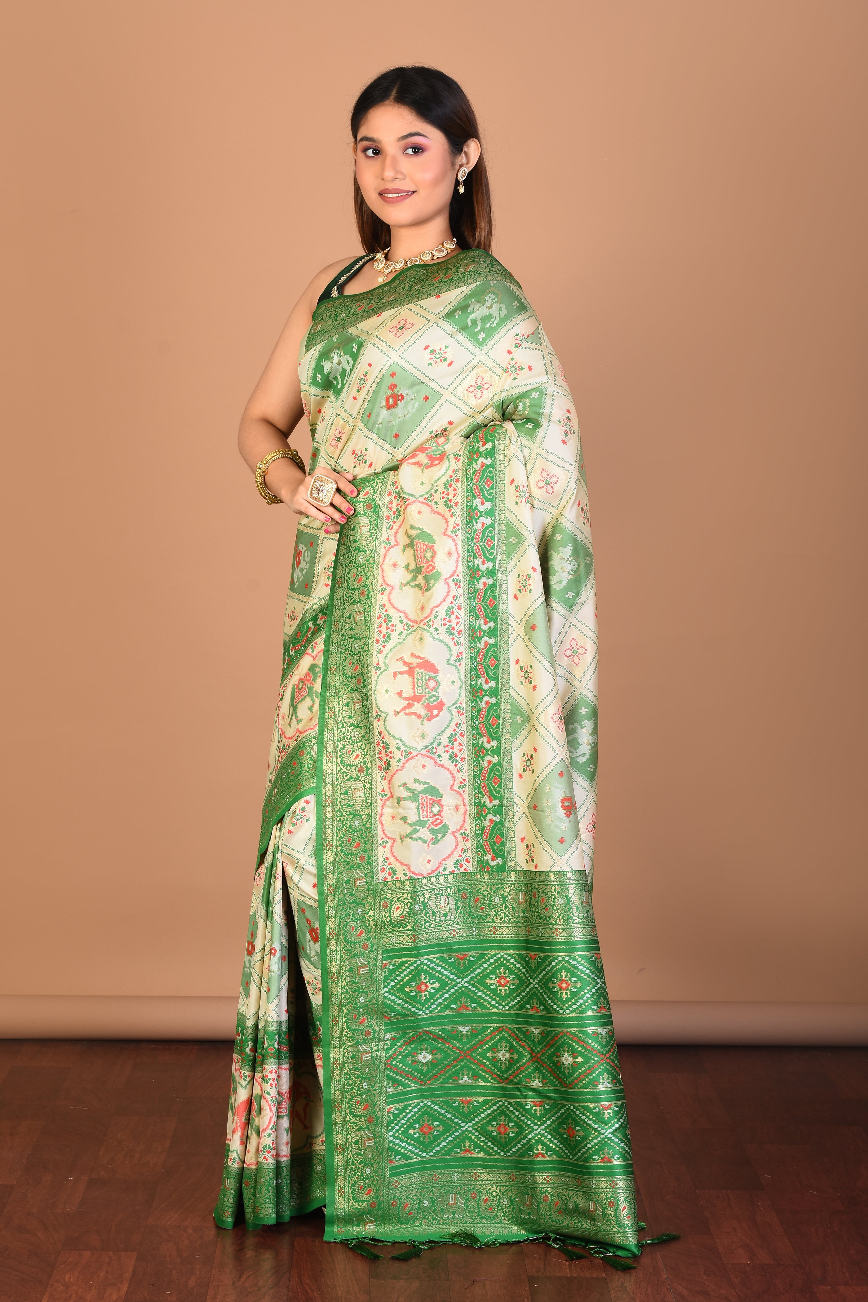 Light Blue Blended Ikkat Saree with Blouse Piece - Keya Seth Exclusive