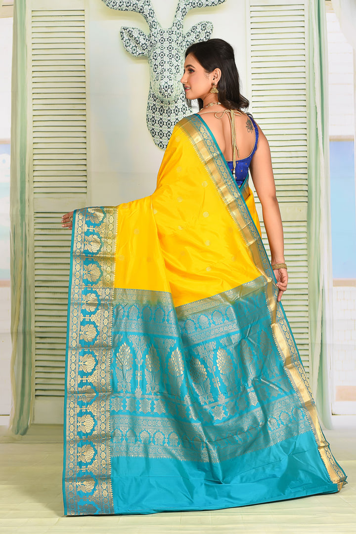 Sunshine Yellow Pure Kanjivaram Silk Saree - Keya Seth Exclusive