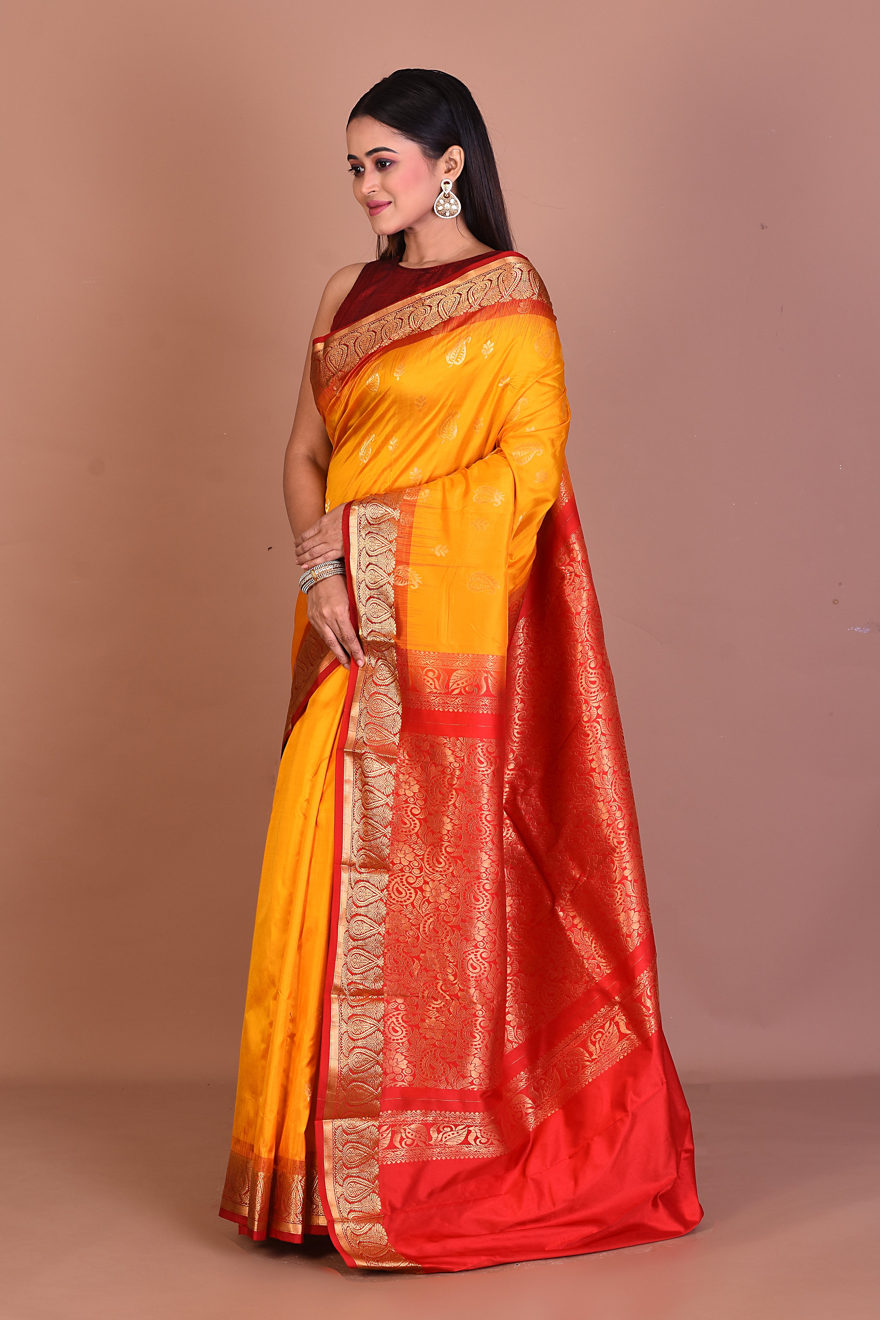 Yellow Pure Kanjivaram Silk Saree - Keya Seth Exclusive