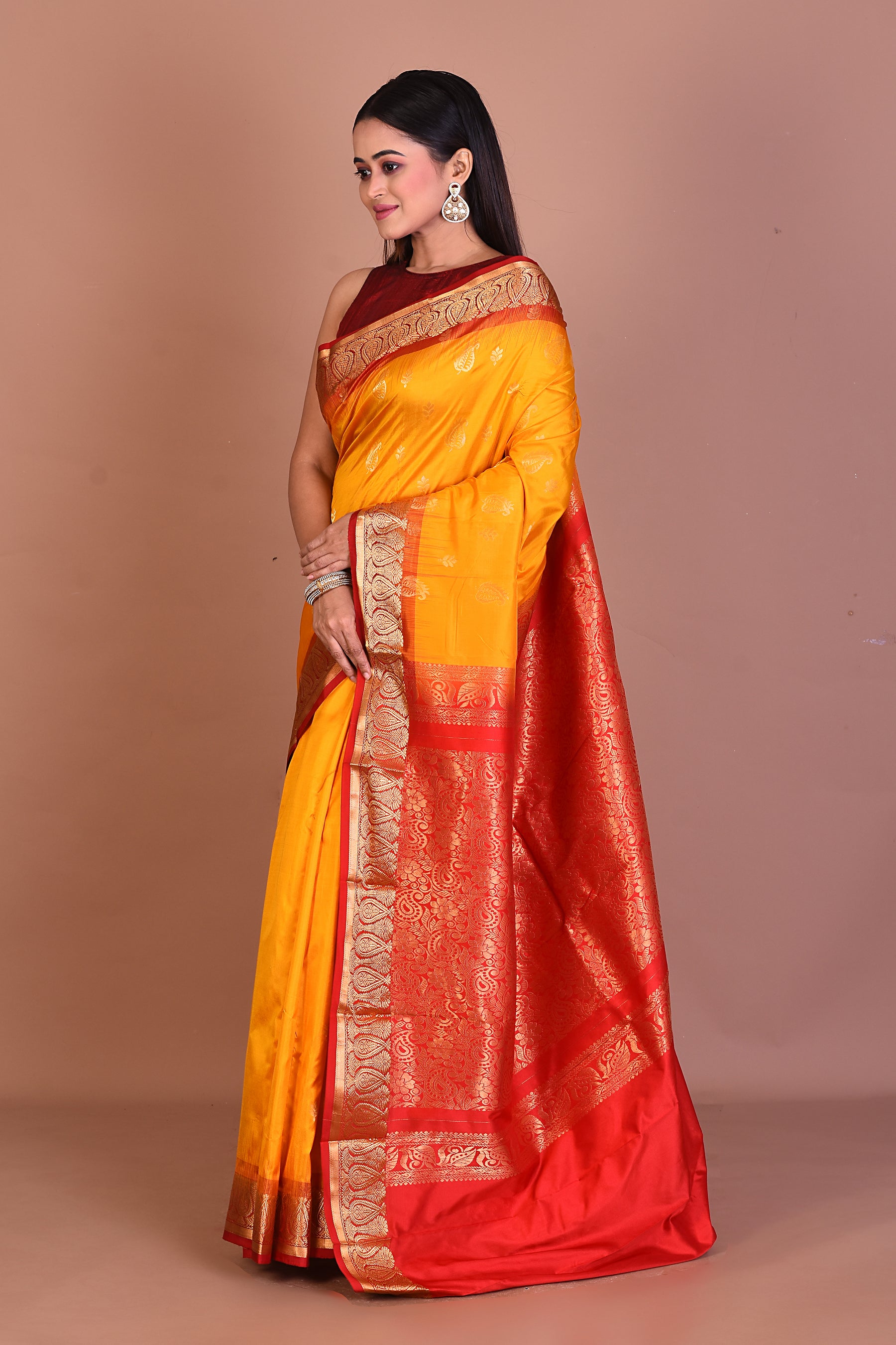 Yellow Pure Kanjivaram Silk Saree - Keya Seth Exclusive