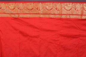 Bright Green Pure Kanjivaram Saree with Red Borders - Keya Seth Exclusive