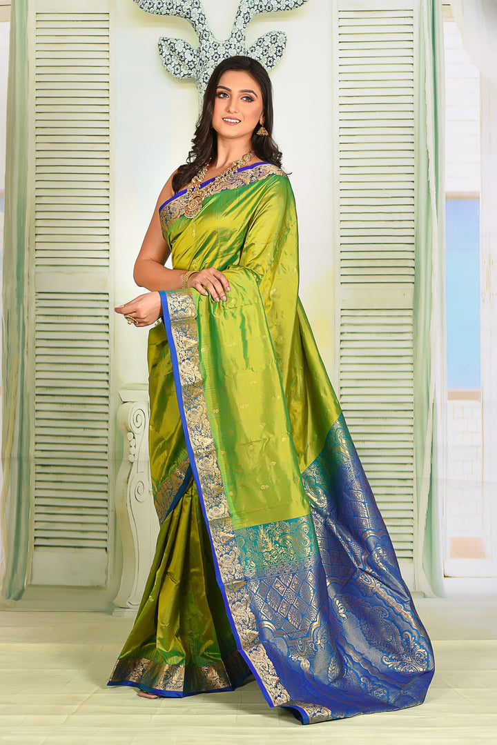 Leaf Green Pure Kanjivaram Silk Saree - Keya Seth Exclusive