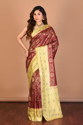 Brown Blended Art Silk Saree with Blouse Piece - Keya Seth Exclusive