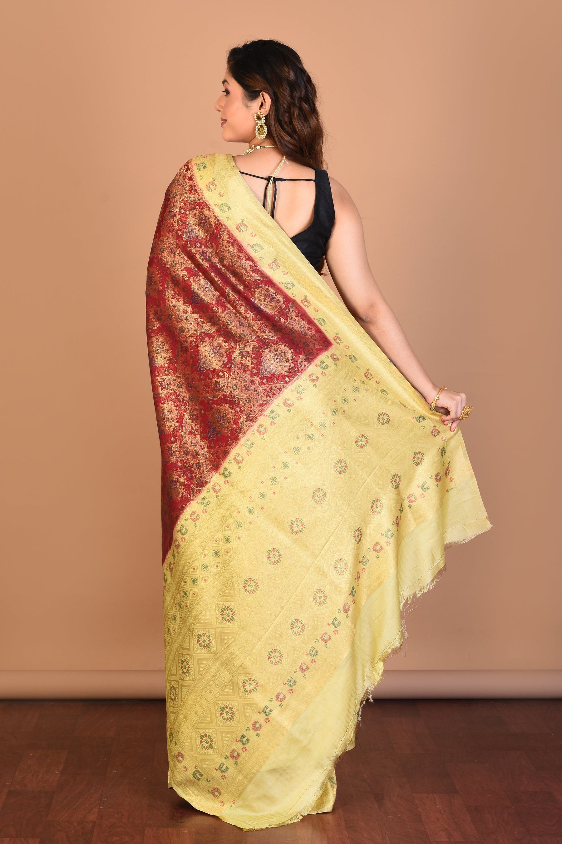 Brown Blended Art Silk Saree with Blouse Piece - Keya Seth Exclusive