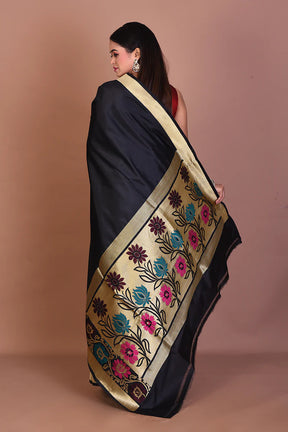 Black Pure Katan Silk Saree - Keya Seth Exclusive