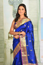 Load image into Gallery viewer, Royal Blue Pure Kanjivaram Silk Saree - Keya Seth Exclusive