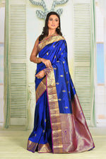 Load image into Gallery viewer, Royal Blue Pure Kanjivaram Silk Saree - Keya Seth Exclusive