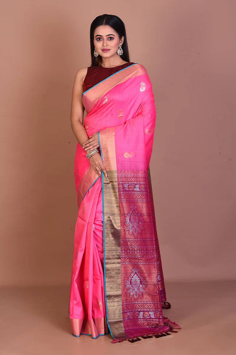 Pink Blended Handloom Saree - Keya Seth Exclusive