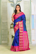 Load image into Gallery viewer, Prussian Blue Pure Gadwal Saree - Keya Seth Exclusive