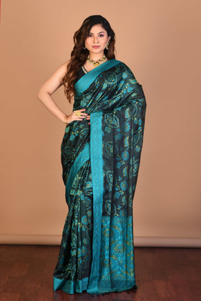 Black Pure Arani Silk Saree with Blouse Piece - Keya Seth Exclusive