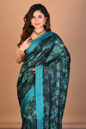 Black Pure Arani Silk Saree with Blouse Piece - Keya Seth Exclusive