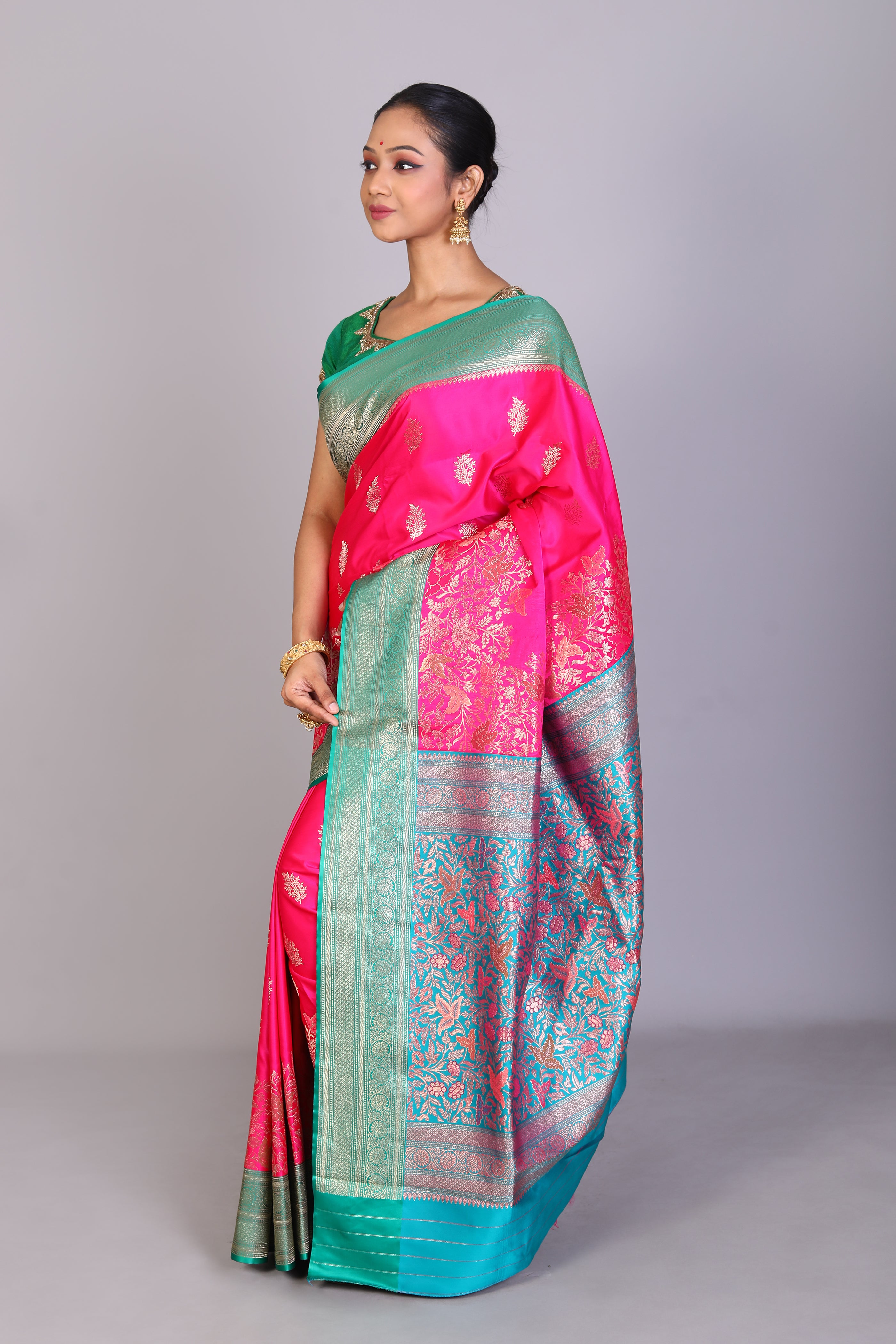 Rani Blended Satin Silk Saree - Keya Seth Exclusive