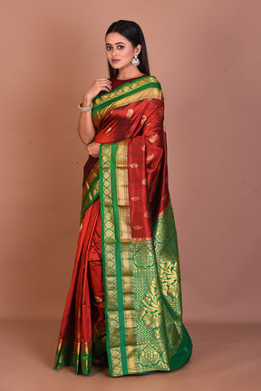 Maroon Pure Kanjivaram Silk Saree - Keya Seth Exclusive