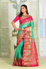 Load image into Gallery viewer, Light Green Pure Kanjivaram Silk Saree - Keya Seth Exclusive