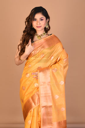 Yellow Tissue Saree with Blouse Piece - Keya Seth Exclusive