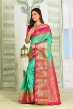 Load image into Gallery viewer, Light Green Pure Kanjivaram Silk Saree - Keya Seth Exclusive