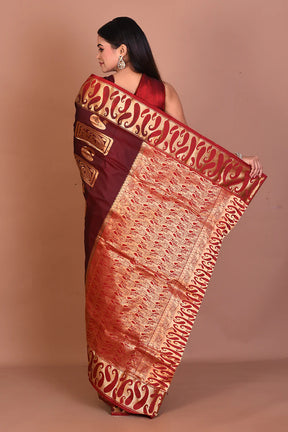 Maroon Pure Kanjivaram Silk Saree - Keya Seth Exclusive