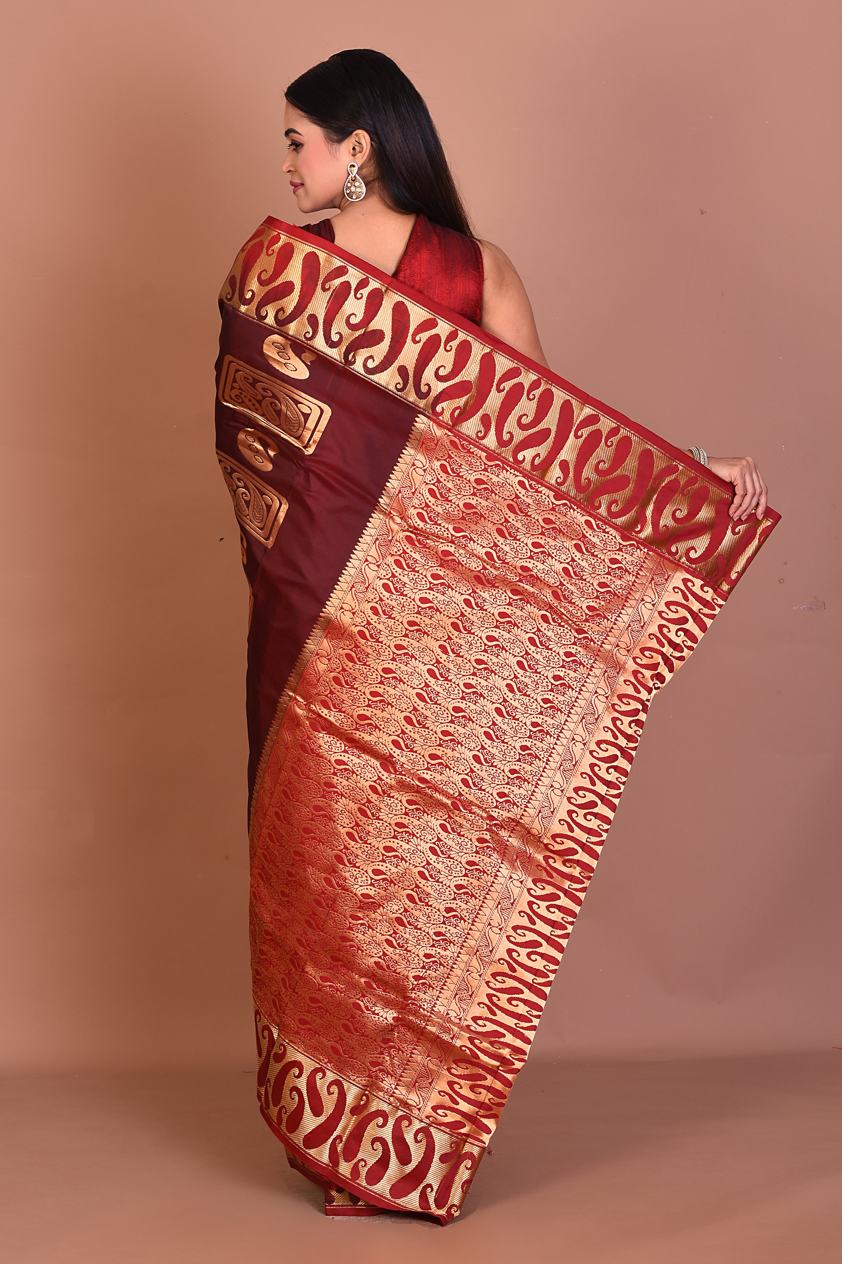 Maroon Pure Kanjivaram Silk Saree - Keya Seth Exclusive