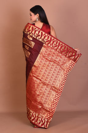 Maroon Pure Kanjivaram Silk Saree - Keya Seth Exclusive