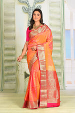 Load image into Gallery viewer, Orange Pink Dual Tone Pure Kanjivaram Silk Saree - Keya Seth Exclusive