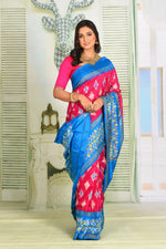 Load image into Gallery viewer, Bright Pink Pure Ikkat Silk Saree - Keya Seth Exclusive