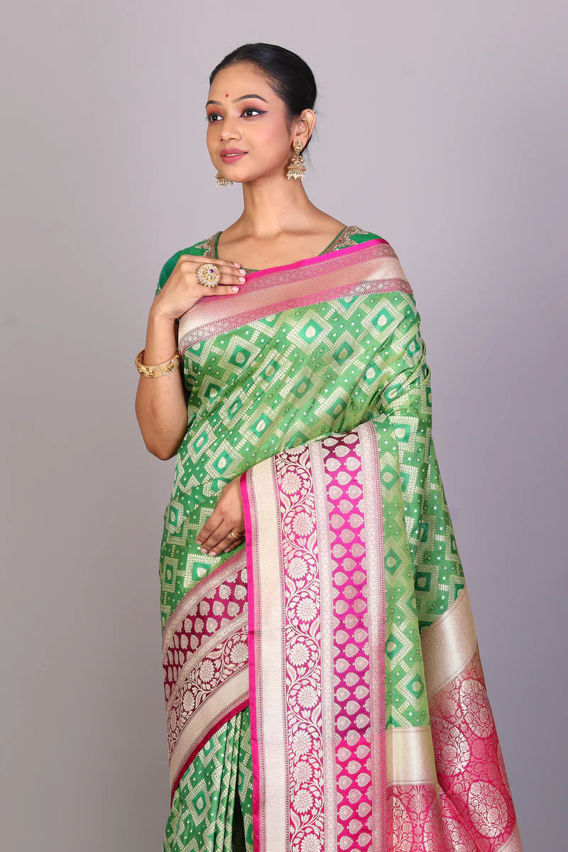 Green Blended Uppada Silk Saree - Keya Seth Exclusive