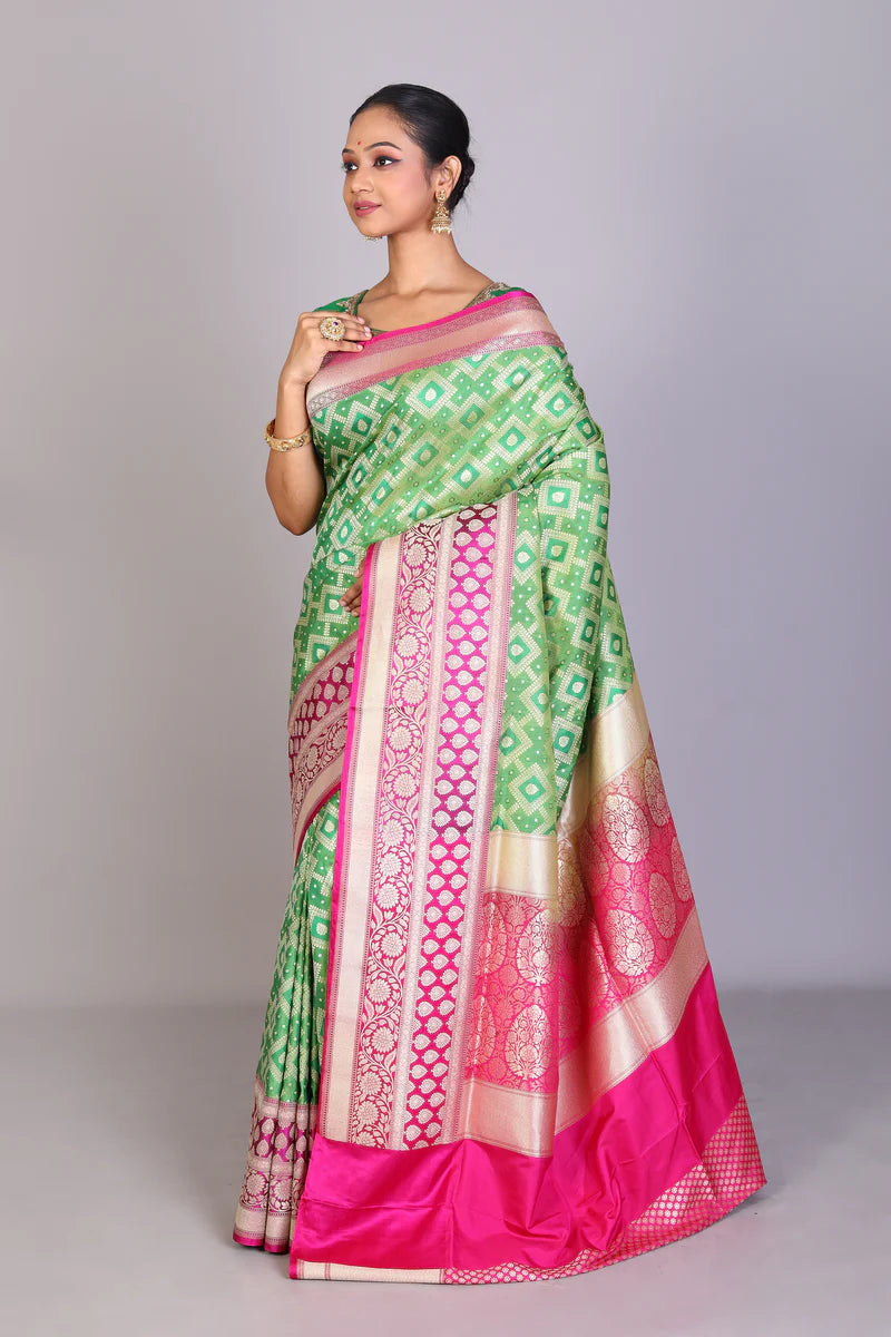 Green Blended Uppada Silk Saree - Keya Seth Exclusive