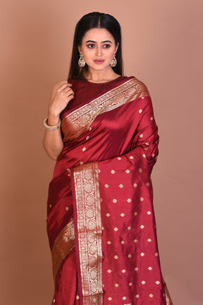 Maroon Pure Katan Silk Saree - Keya Seth Exclusive