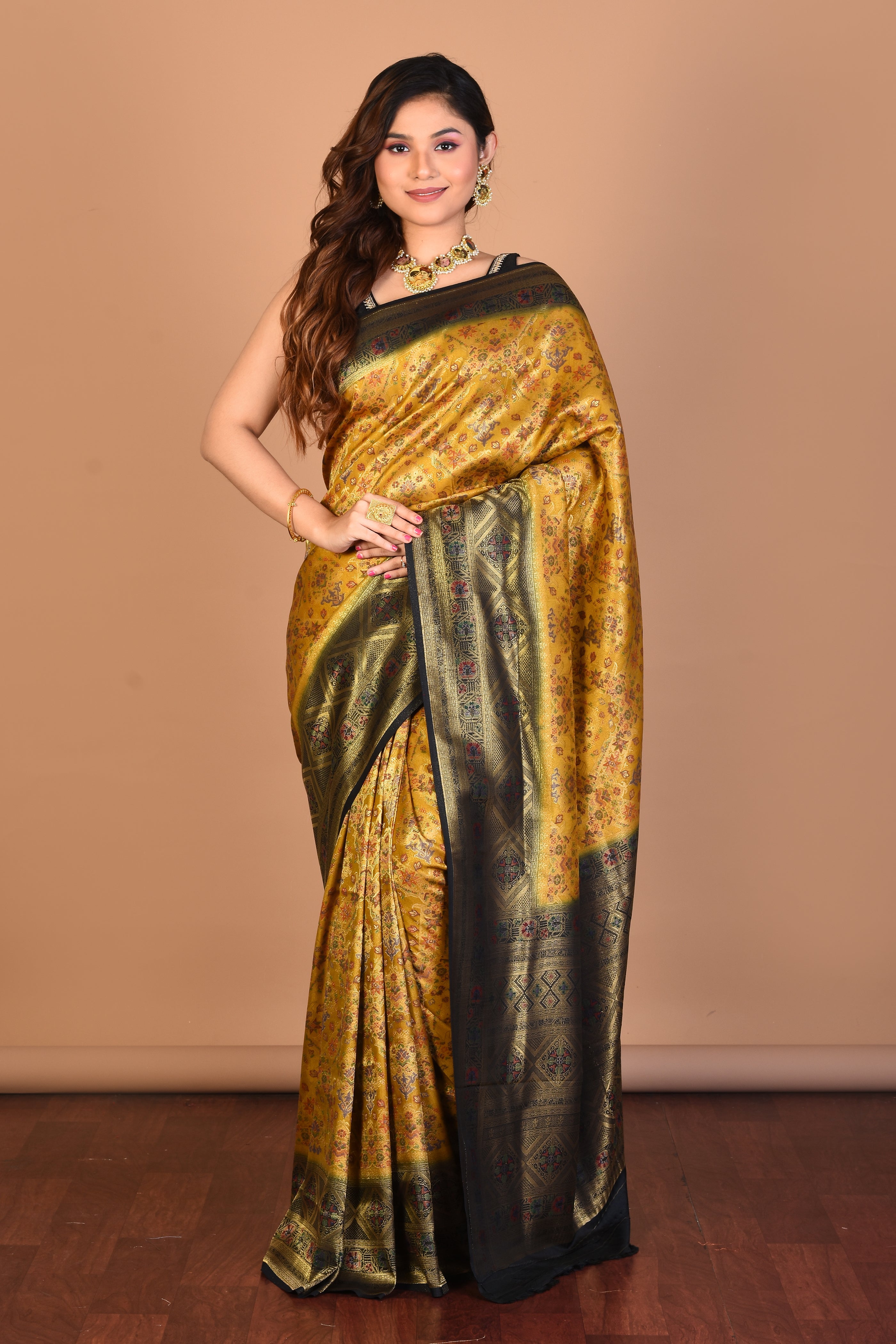 Yellow Blended Art Silk Saree with Blouse Piece - Keya Seth Exclusive