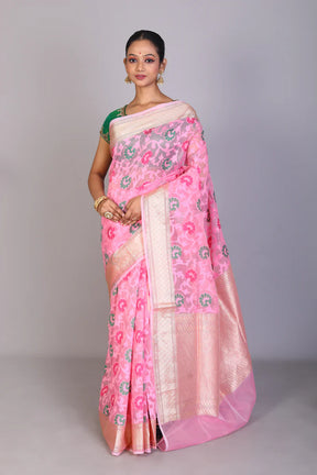 Pink Blended Muslin Saree - Keya Seth Exclusive