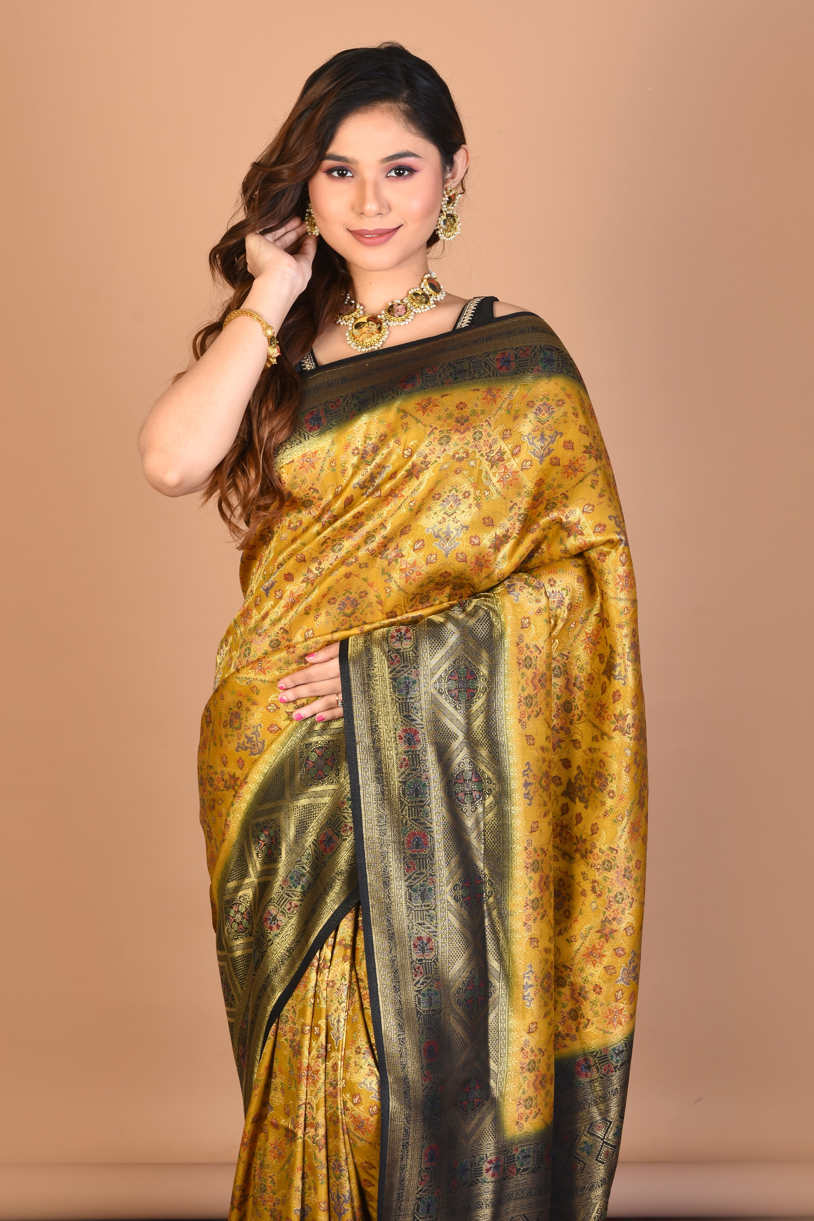 Yellow Blended Art Silk Saree with Blouse Piece - Keya Seth Exclusive