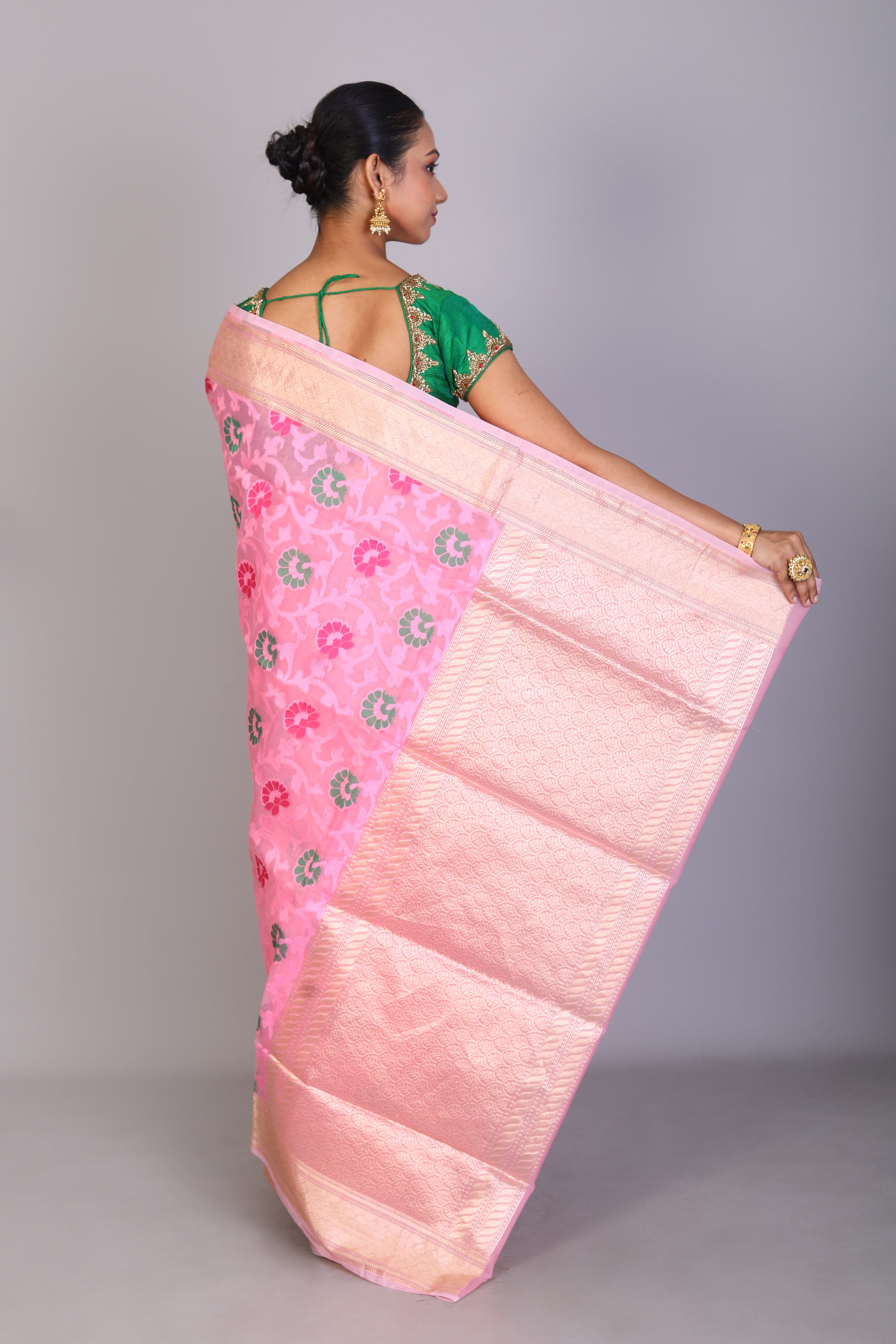 Pink Blended Muslin Saree - Keya Seth Exclusive