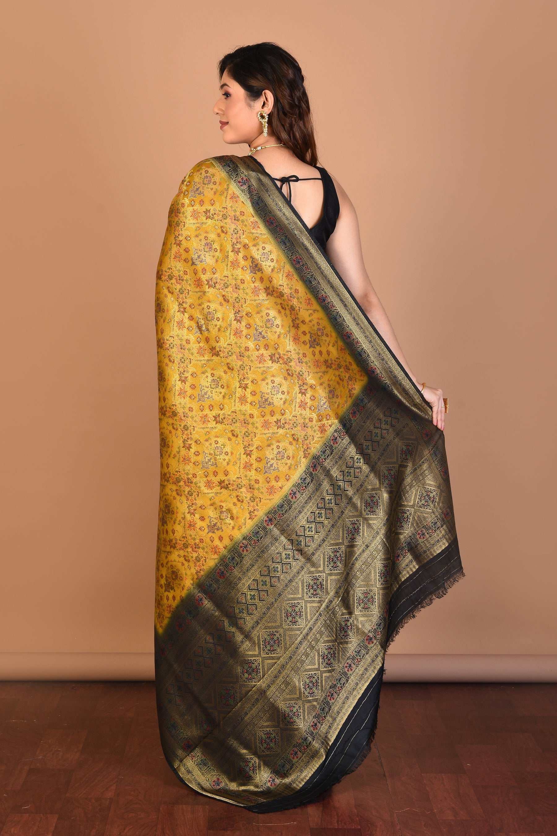 Yellow Blended Art Silk Saree with Blouse Piece - Keya Seth Exclusive