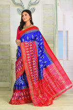 Load image into Gallery viewer, Royal Blue Pure Ikkat Silk Saree - Keya Seth Exclusive
