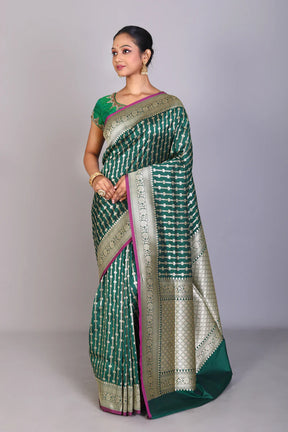 Bottle Green Blended Uppada Silk Saree - Keya Seth Exclusive