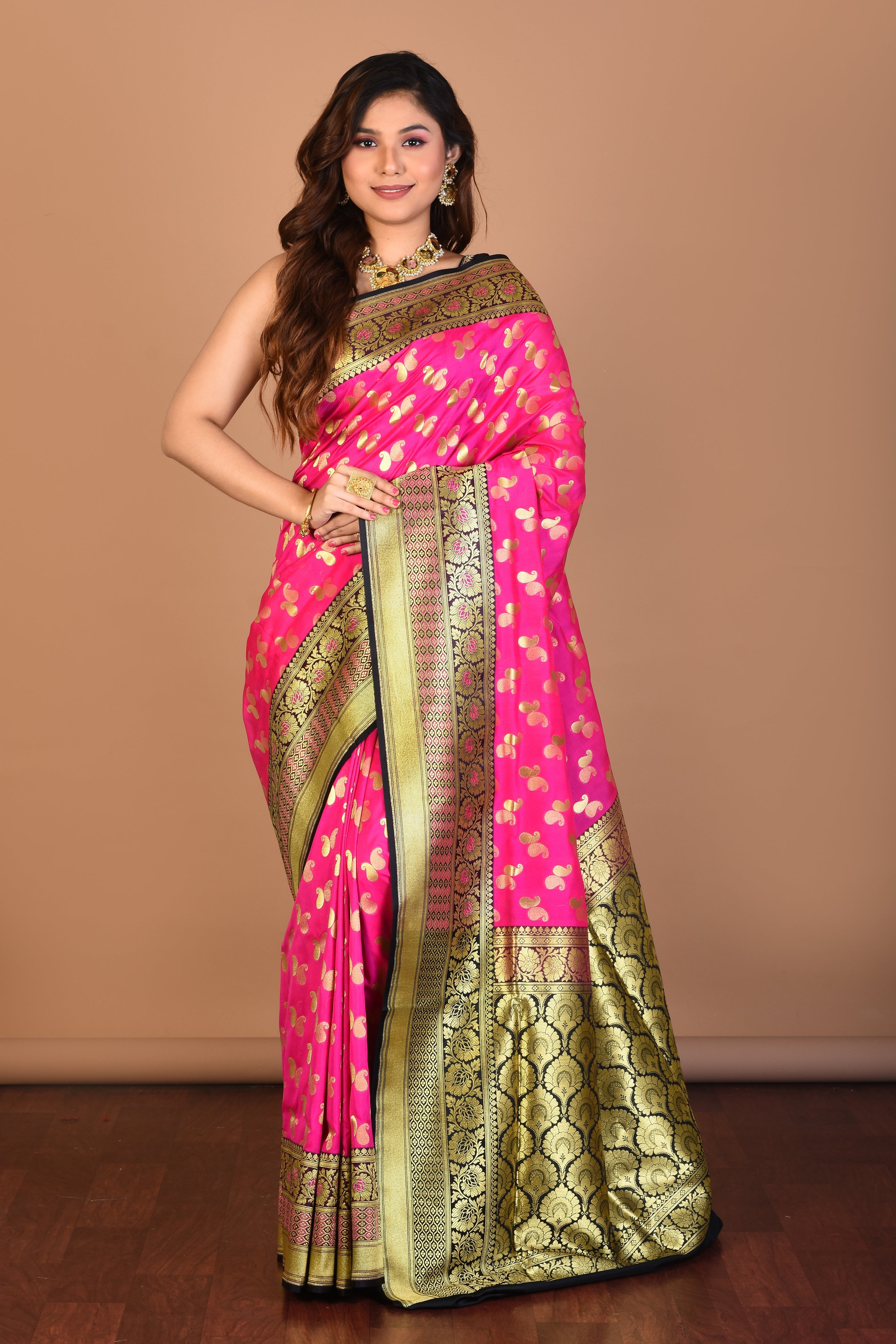 Rani Blended Art Silk Saree with Blouse Piece - Keya Seth Exclusive