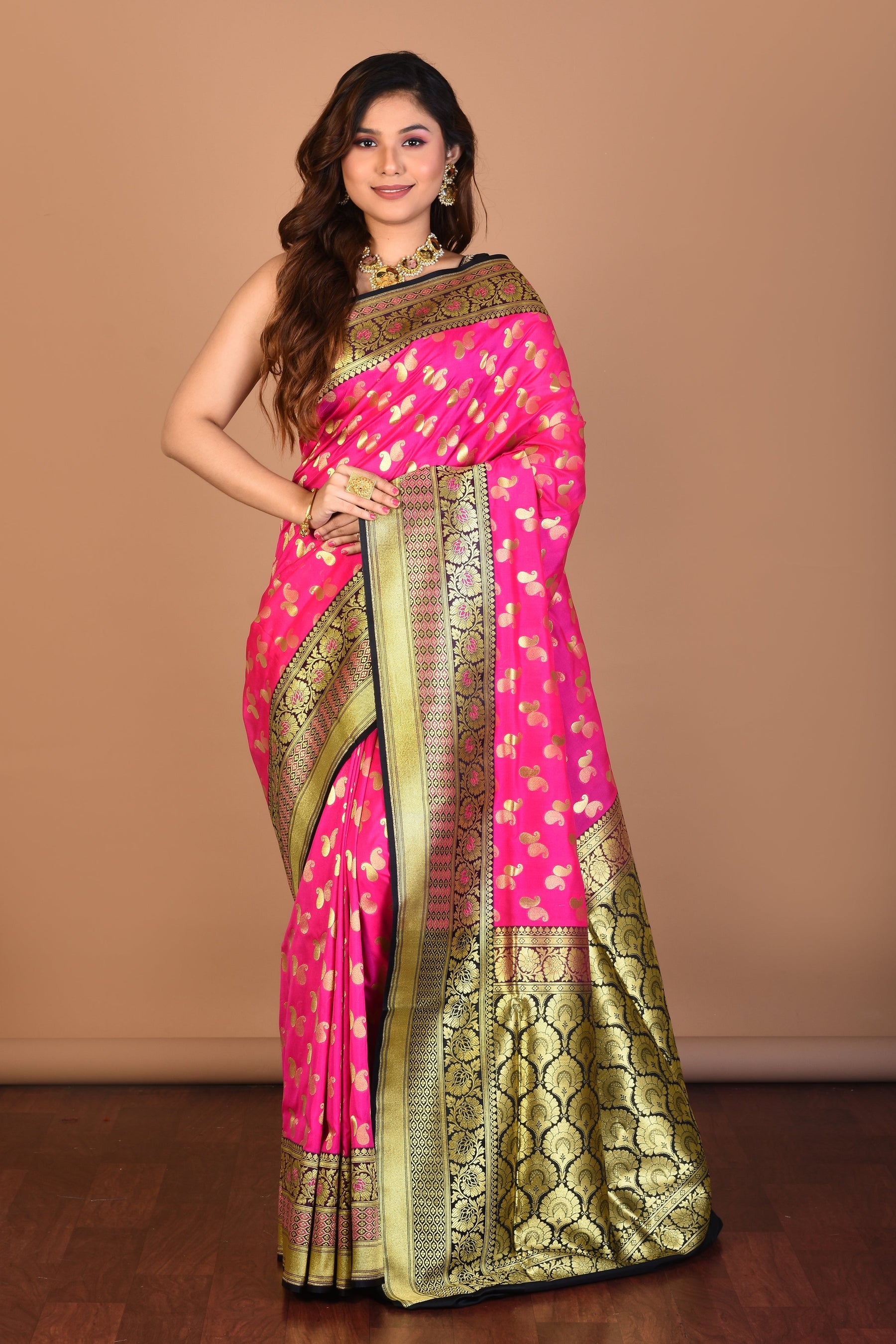 Rani Blended Art Silk Saree with Blouse Piece - Keya Seth Exclusive