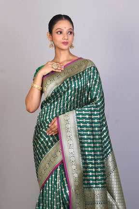 Bottle Green Blended Uppada Silk Saree - Keya Seth Exclusive