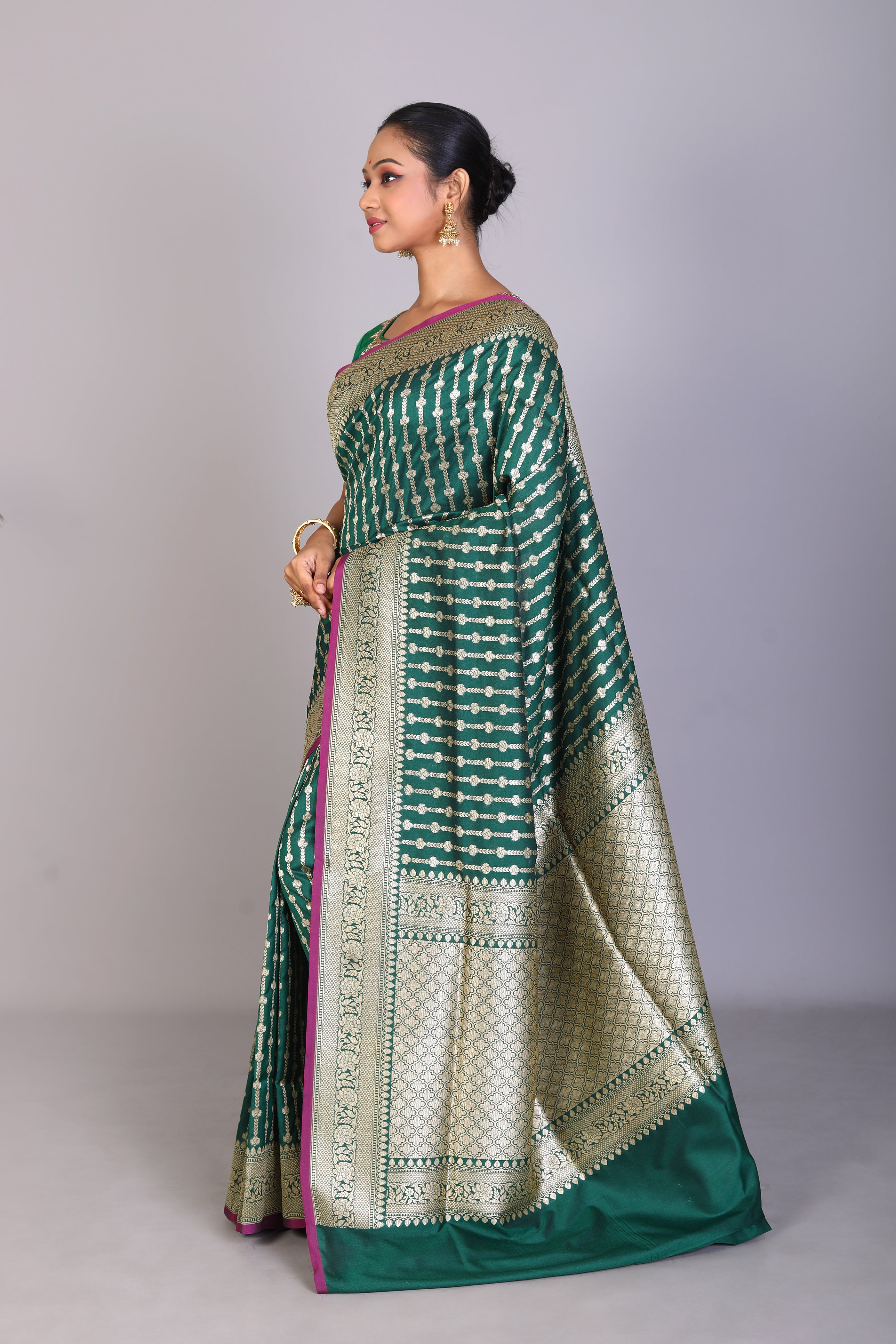 Bottle Green Blended Uppada Silk Saree - Keya Seth Exclusive