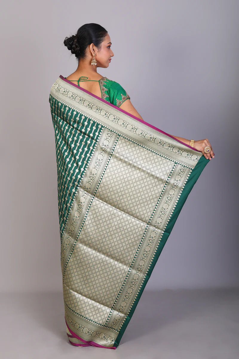 Bottle Green Blended Uppada Silk Saree - Keya Seth Exclusive