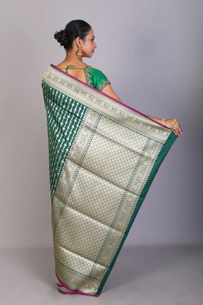 Bottle Green Blended Uppada Silk Saree - Keya Seth Exclusive