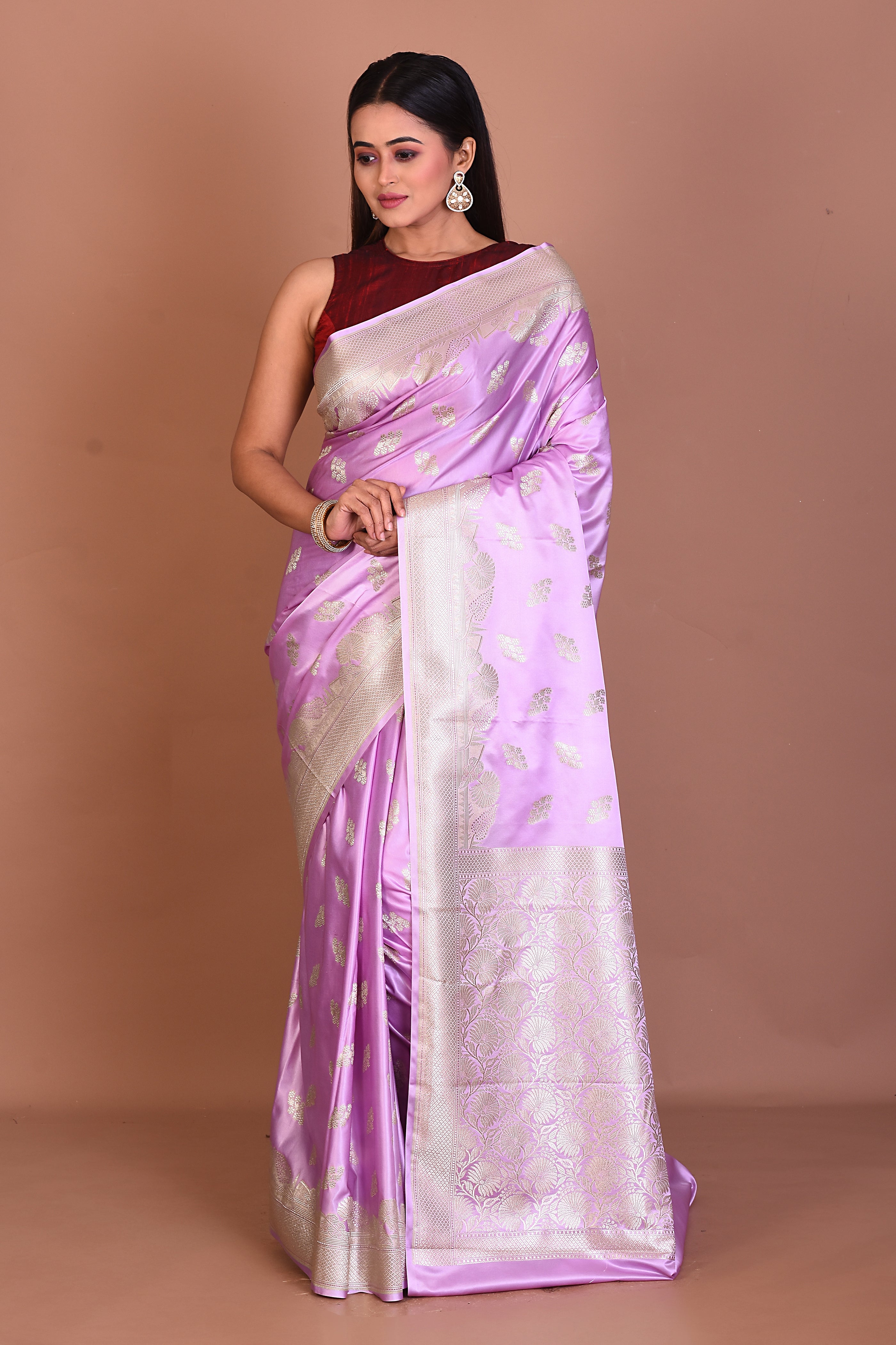 Mauve Blended Mashru Silk Saree - Keya Seth Exclusive
