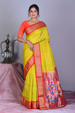 Load image into Gallery viewer, Yellow Blended Paithani Saree with Zari Work - Keya Seth Exclusive
