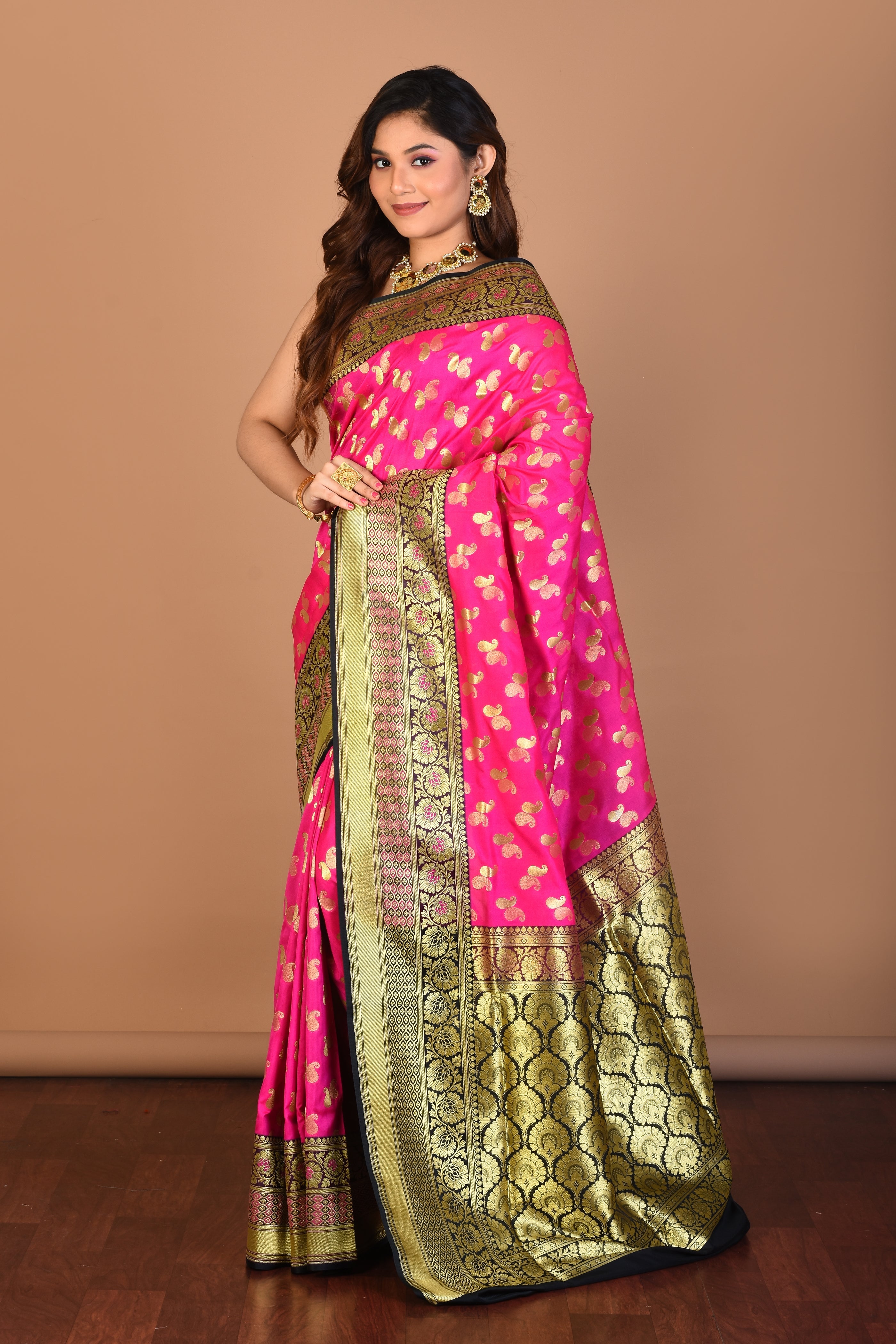 Rani Blended Art Silk Saree with Blouse Piece - Keya Seth Exclusive